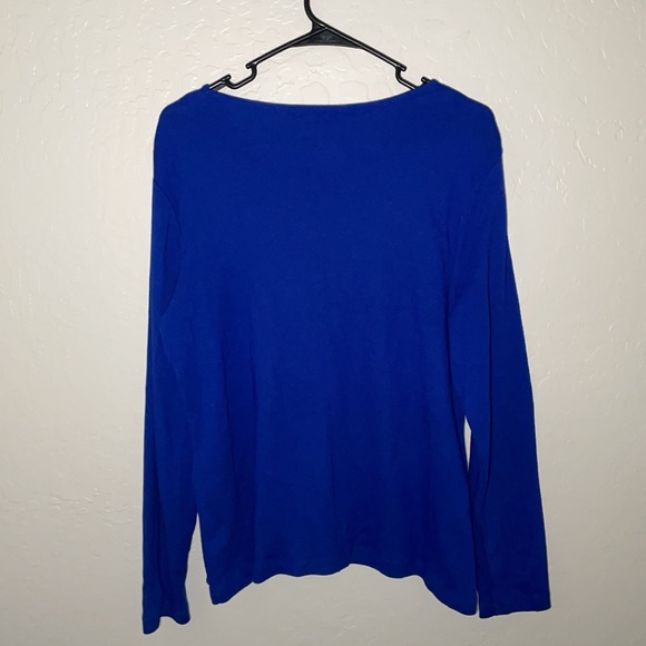Karen Scott Women's Holiday Snowflake Blue Long Sleeve Shirt Size Large - Picture 4 of 5